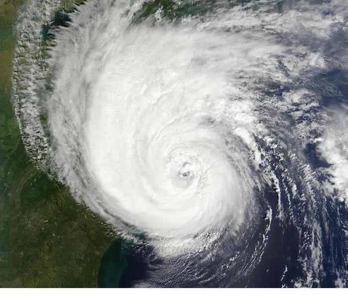 A hurricane is shown from space 