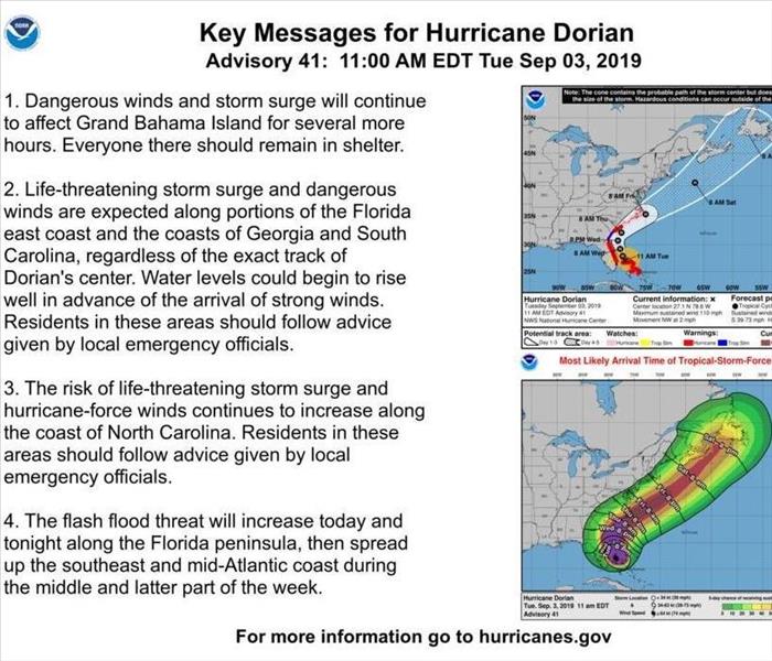 Update for Hurricane Dorian highlighting the risk of flash floods and life-treating storm surge across the east coast. 