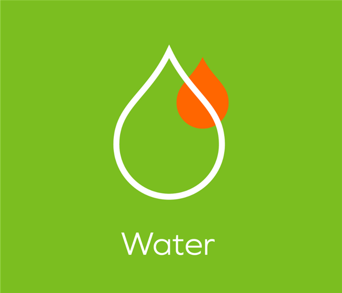 Water damage icon on green background